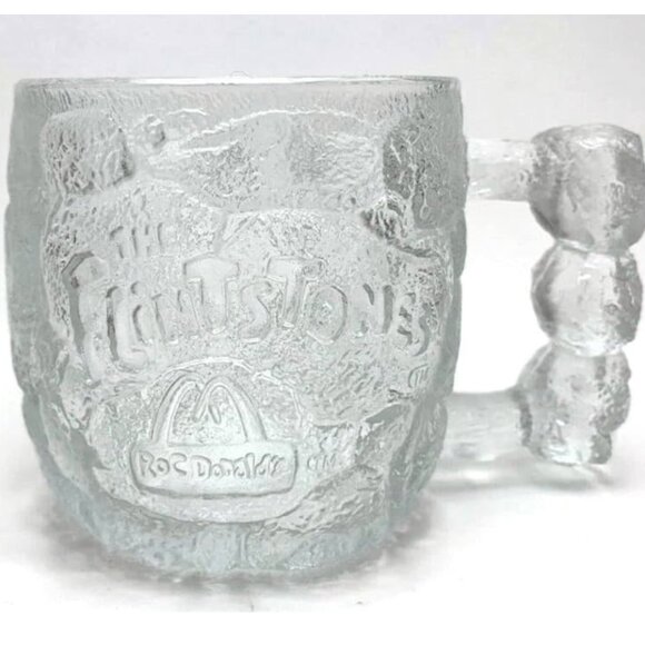 Vintage McDonald's Flintstones Glass Mug Rocdonalds Rocky Road 1993 - Picture 1 of 3
